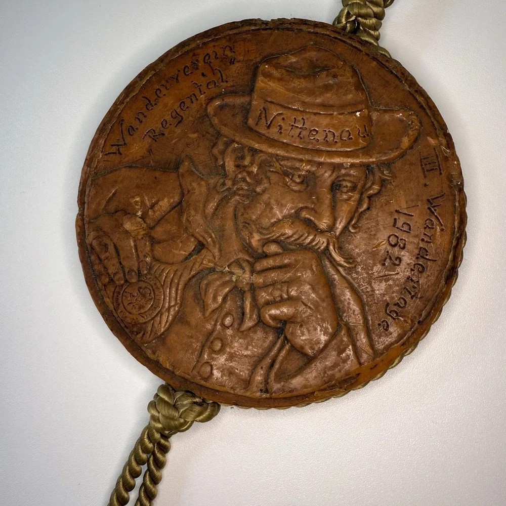 Vtg German Walldurn Wax Medallion Wandertag Hiking 1982 Nittenau Folk‎ Art Wall